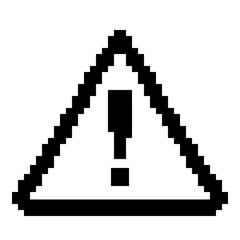 Fototapeta premium A simple black and white pixelated warning sign icon