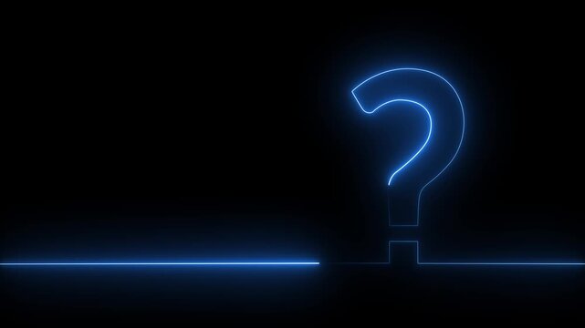 Neon Question Mark Icon Animation with Glowing Light Effect, Futuristic UI Symbol Loop for Tech, Quiz, FAQ and Digital Interface