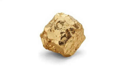 Fototapeta premium Raw Gold Nugget Isolated on White Background