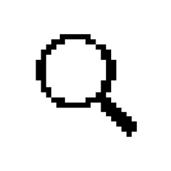 Fototapeta premium A simple black and white pixel art magnifying glass icon