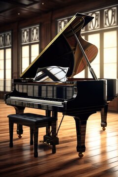 Grand piano keyboard wood architecture.