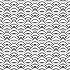 Minimalist black and white fish scale line pattern. © MdShariful