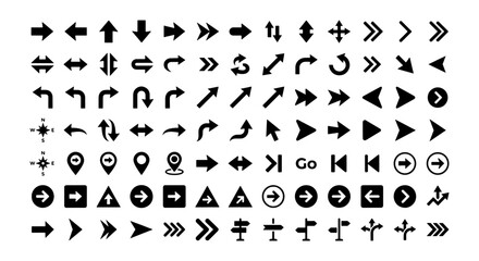 Fototapeta premium Diverse Arrow Icon Set, Navigation Symbols Collection, Directional Pointers, UI Elements, Vector Graphics
