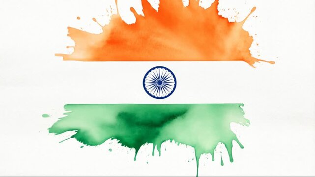 Watercolor splash animation for independence day india celebration
