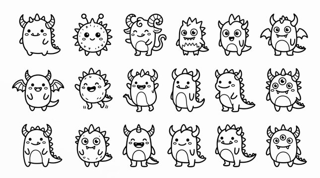Cute Kawaii Monsters Collection: Adorable Cartoon Creatures for Kids and Design