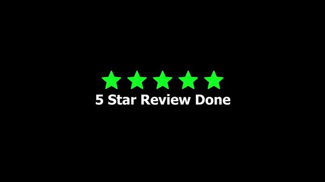 5 Star Review Animation with Glowing Rating Icon, Customer Feedback, Satisfaction Score, Quality Badge, Loop Motion Graphics