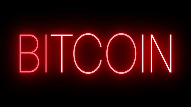 BITCOIN Neon Sign Animation on Black Background