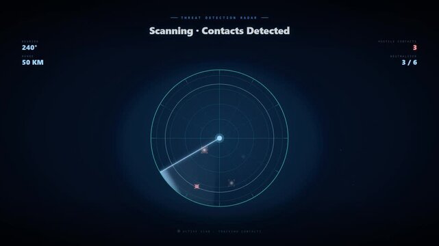 Digital threat detection radar interface scanning for hostile contacts
