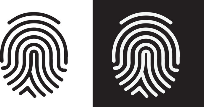 Fingerprint Biometric Authentication and Security Icon on Light and Dark Background