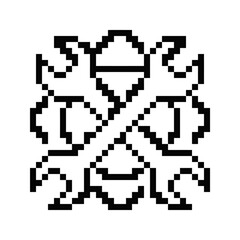 Fototapeta premium A symmetrical pixel art design featuring crossed metal tools