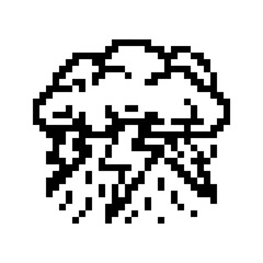 Fototapeta premium A simple pixel art illustration of a storm cloud with lightning and rain