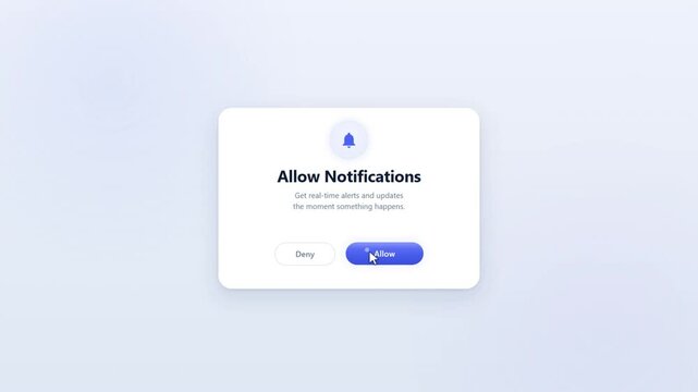 Allow push notifications popup interface clicking approve button animation