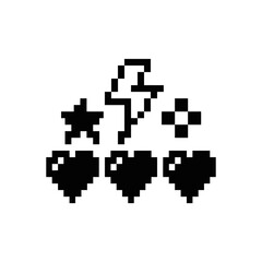 Fototapeta premium A collection of black pixel art icons arranged on a plain white background