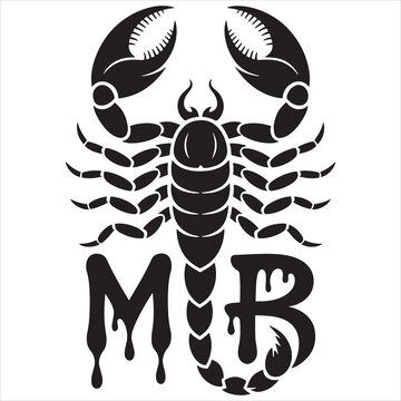 Stylized scorpion with mb monogram design in bold typography