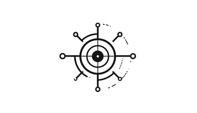 Black and white gear wheel icon.