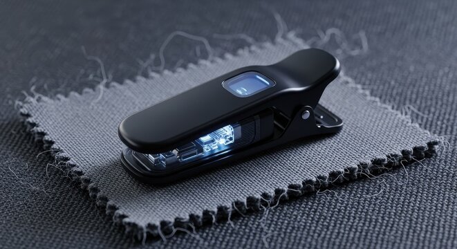 Compact Black Clipper with LED Light on Gray Fabric Surface