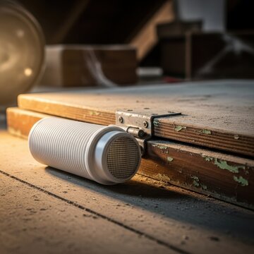 Modern Bluetooth speaker on wooden floor in cozy ambient lighting