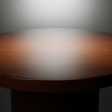 Smooth Wooden Table Top with Soft Lighting and Simple Background