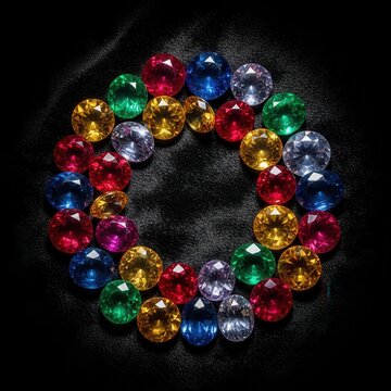 Vibrant Collection of Colorful Gemstones in Bright Arrangement