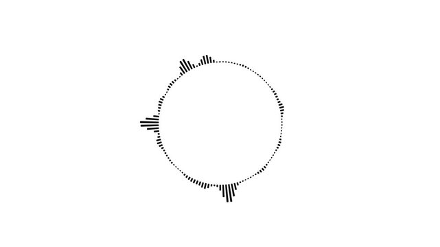 4K video circle audio spectrum loop with sharp frequency, Black circle audio wave spectrum lines animation on white background.
Spectrum audio visualizer circle equalizer music beat wave animation.