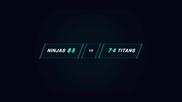Scoreboard Display: Ninjas vs Titans, Digital Interface, Futuristic Score, Gaming Score, Sports Score, Competition