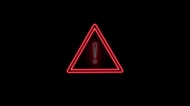 Alert warning sign Exclamation symbol, danger signal icon alert symbol animation for cybersecurity and technical notifications.