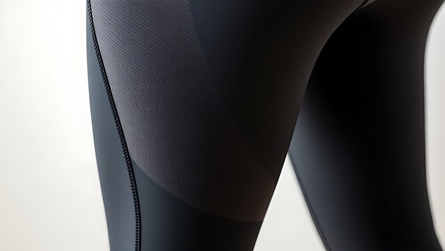 Close-up of athletic leggings fabric texture and stitching on mannequin.