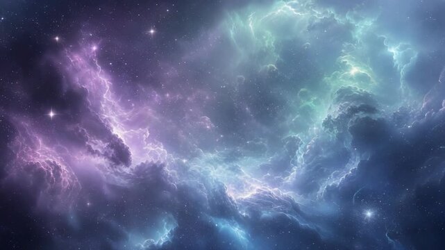 Vibrant cosmic nebula with bright stars and colorful interstellar clouds