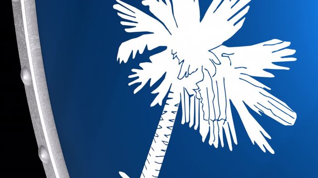 Metallic Shield Transitions with the Flag of State of South Carolina of United States of America