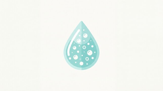Minimalist water droplet icon with internal bubbles featuring a clean teal and white color palette set against a soft off white background for modern graphic design projects