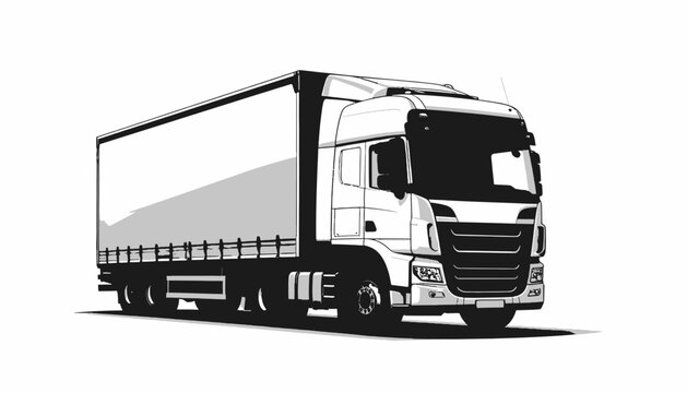 Large Semi Truck Front View.