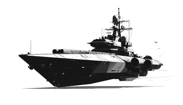 Large Military Warship Vessel Boat.