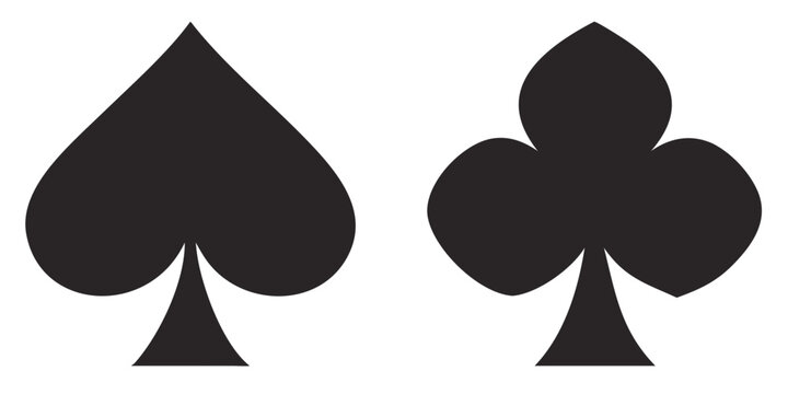 Spade And Club Card Suits Black Silhouette On White Background