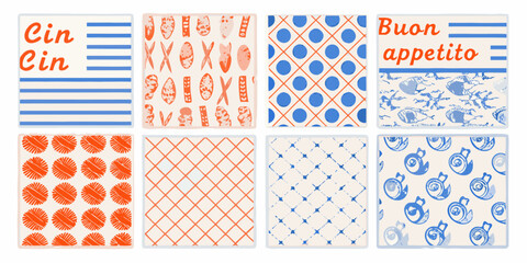 Retro style patterned cards with typography and geometric designs © Polash