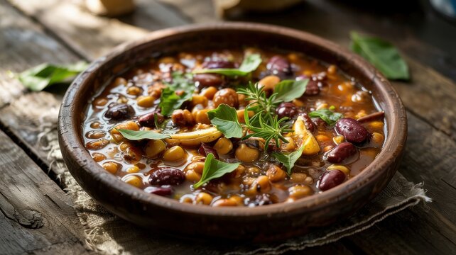 Zimbabwean cuisine. 
Chibage neNyemba is a hearty peasant dish made from boiled whole grains of corn and dried beans.