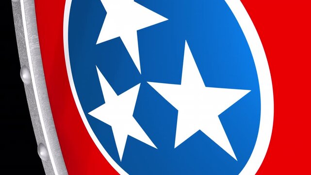 Metallic Shield Transitions with the Flag of State of Tennessee of United States of America