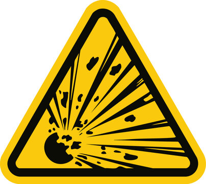 Yellow triangular explosion warning sign with a black border a flat vector illustration for industrial safety chemical hazards and dangerous materials