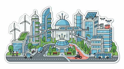Fototapeta premium Futuristic eco-city with smart transport and renewable energy