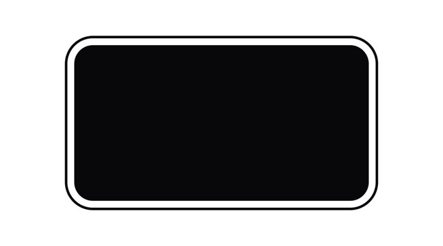 Black Rounded Rectangle Banner Plate, Vintage Sign Frame Border Vector, Minimalist Blank Plaque Blank Plate