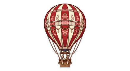 Vibrant Red White Hot Air Balloon. © MULUNG DOLLAR