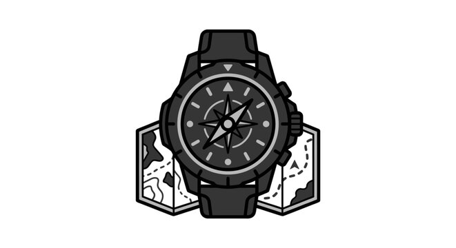 Black sports watch with chronograph function.
