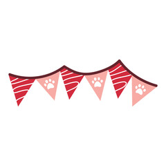 Obraz premium Triangular cat bunting garland with paw prints party banner