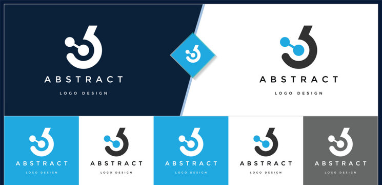 Abstract letter B logo design template featuring a modern tech inspired digital node connection element for corporate branding identity in a minimalist flat vector style.