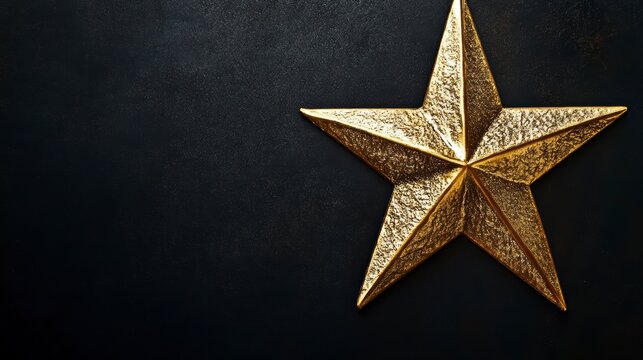 Gold star on dark background; holiday, celebration, festive, luxury, elegant design.