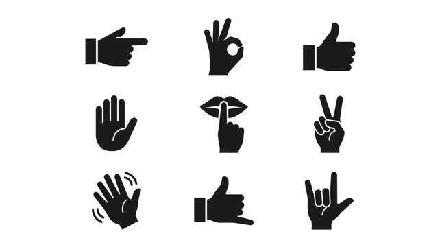 Hand gestures signs and symbols.