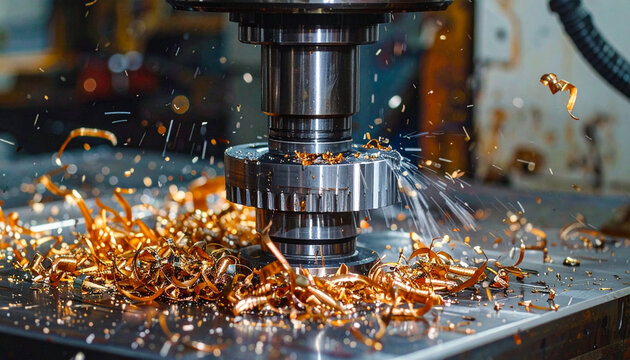 Copper metalworking process with flying shavings and water jet