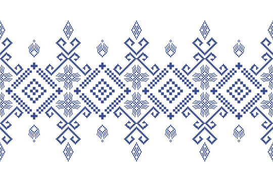 Cross Stitch Pattern concept folk embroidery seamless texture, rustic ornament motif. Design for: fabric, fashion, decor, blanket. Pattern charm woven art. I drew this by myself, it&rsquo;s not AI generated