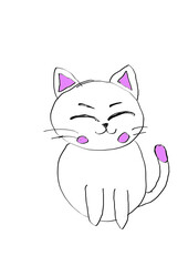 Obraz premium Cute Hand Drawn Purple Cartoon Cat Character Vector Illustration for Kids