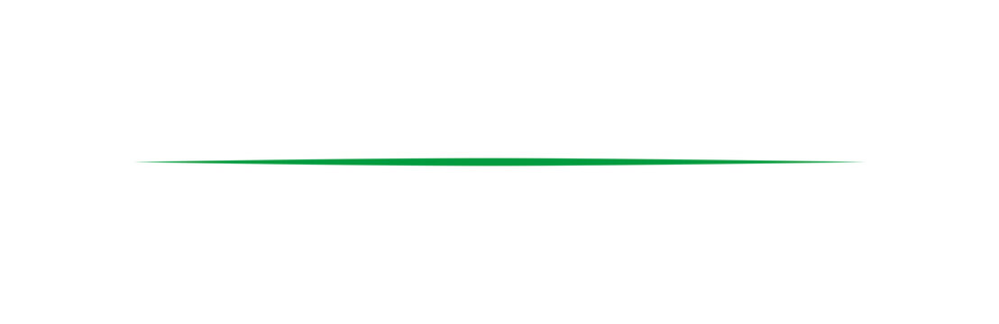 Minimalist Green Tapered Horizontal Line Divider Sharp Elegant Page Separator Rule Path Isolated on Transparent Background