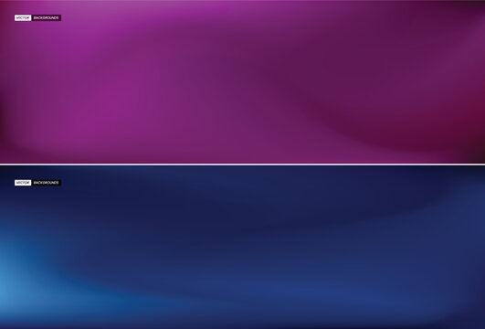 Set of abstract dark mesh gradient backgrounds featuring smooth waves in deep purple and navy blue tones.